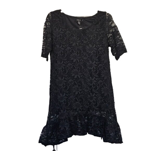 NWT Style & Co Lace Dress, Size S, Small, Black, Lined, Half Sleeve Prom, Party - Picture 1 of 6